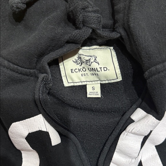Ecko Unlimited Black Full Zip Hoodie with White Accents - Picture 2 of 12